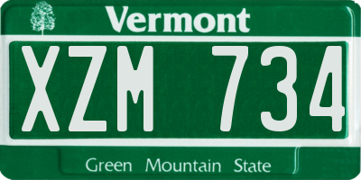 VT license plate XZM734