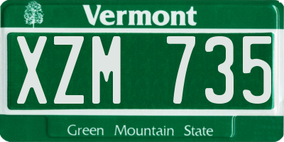 VT license plate XZM735