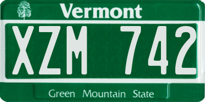 VT license plate XZM742