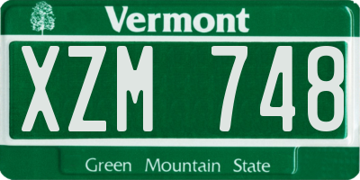 VT license plate XZM748