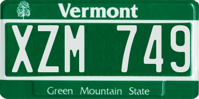 VT license plate XZM749
