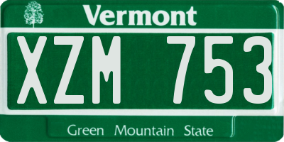 VT license plate XZM753