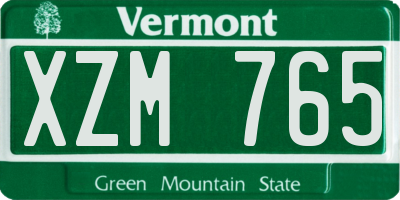 VT license plate XZM765