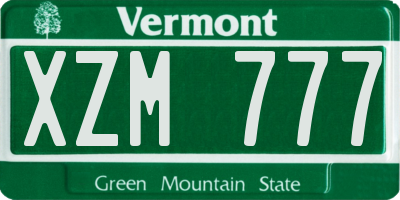VT license plate XZM777