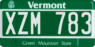 VT license plate XZM783