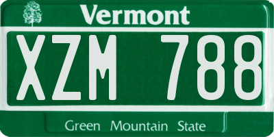 VT license plate XZM788