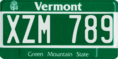 VT license plate XZM789