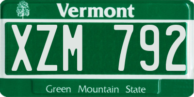 VT license plate XZM792