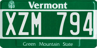 VT license plate XZM794