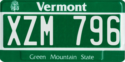 VT license plate XZM796