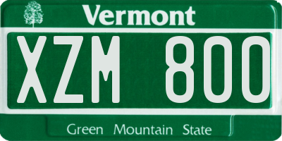 VT license plate XZM800
