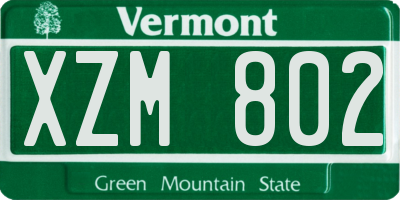VT license plate XZM802
