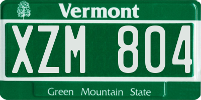 VT license plate XZM804