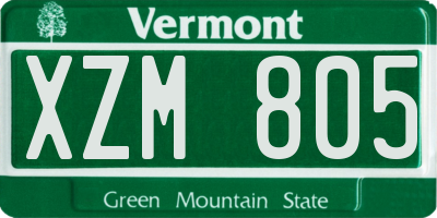 VT license plate XZM805