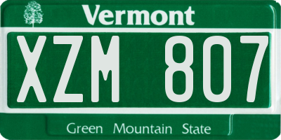 VT license plate XZM807
