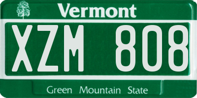 VT license plate XZM808
