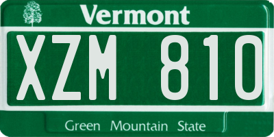 VT license plate XZM810