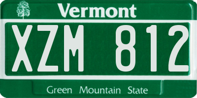 VT license plate XZM812