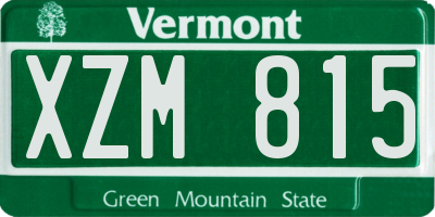 VT license plate XZM815