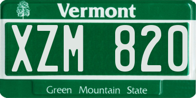 VT license plate XZM820