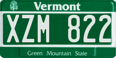 VT license plate XZM822