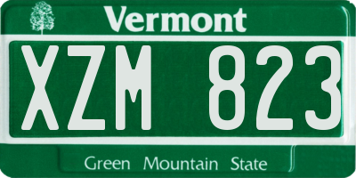 VT license plate XZM823