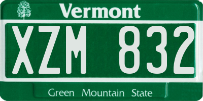 VT license plate XZM832