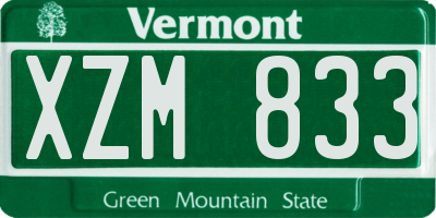 VT license plate XZM833