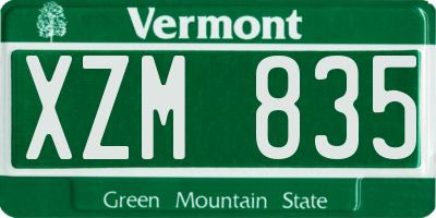 VT license plate XZM835