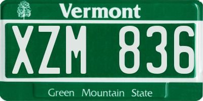 VT license plate XZM836