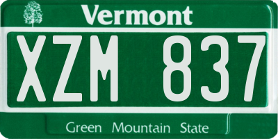 VT license plate XZM837