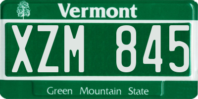 VT license plate XZM845