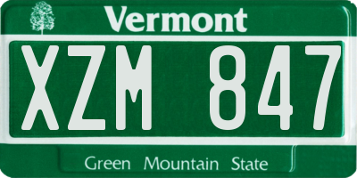 VT license plate XZM847