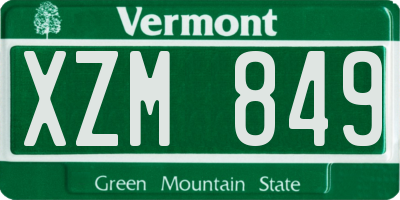VT license plate XZM849