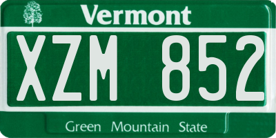 VT license plate XZM852