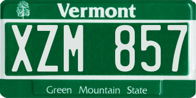 VT license plate XZM857