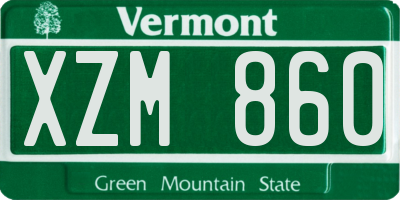 VT license plate XZM860