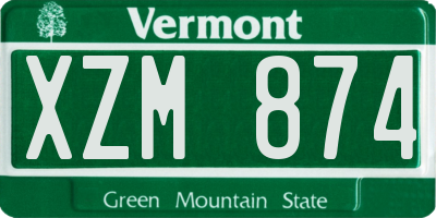 VT license plate XZM874