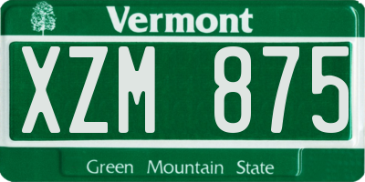 VT license plate XZM875