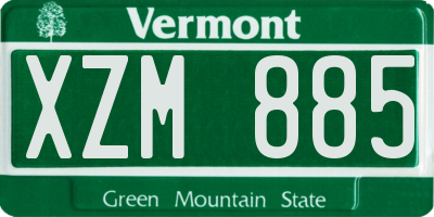 VT license plate XZM885