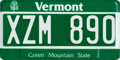 VT license plate XZM890