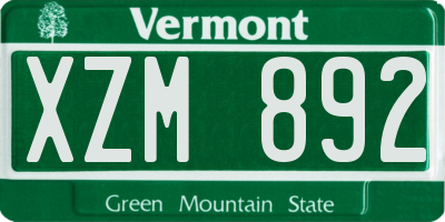 VT license plate XZM892