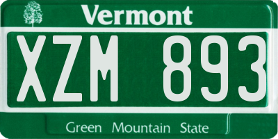 VT license plate XZM893