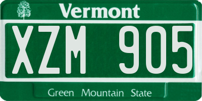 VT license plate XZM905
