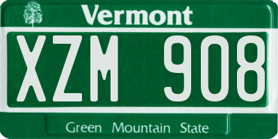 VT license plate XZM908