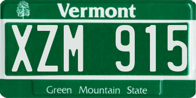 VT license plate XZM915