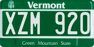 VT license plate XZM920