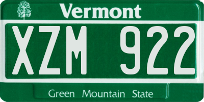 VT license plate XZM922