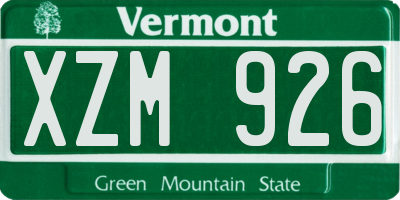 VT license plate XZM926