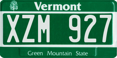 VT license plate XZM927